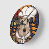 エアデールテリア ラウンド壁時計 (傾斜)