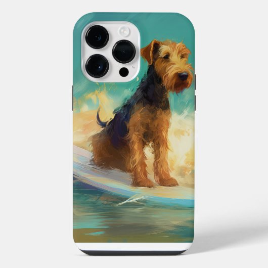 エアデールビーチサーフィン絵画 iPhoneケース (裏面)