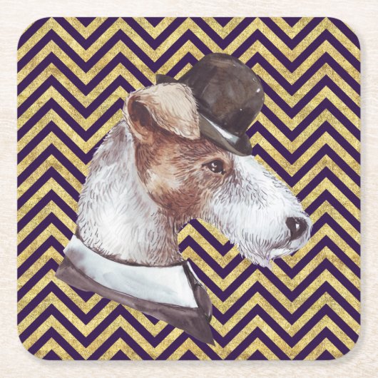 エアデール紳士 スクエアペーパーコースター (正面)