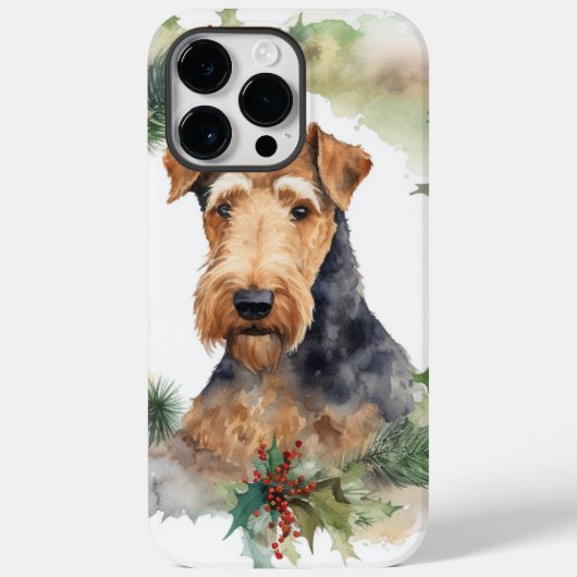 エアデール・クリスマスリース  お祭り気分なわんこ Case-Mate iPhoneケース (裏面)