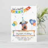 エアデール・テリアでパーティだ！犬の誕生日パーティ 招待状 (スタンド正面)