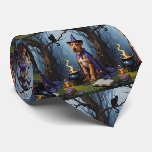 エアデール・テリアのウィズミカルなハロウィンペイント ネクタイ (ロール)