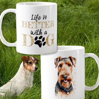 エアデール・テリアのギフト 犬がいると人生はもっと楽しい コーヒーマグカップ