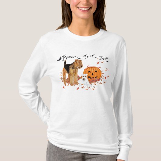 エアデール・テリアのハロウィン Tシャツ (正面)