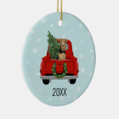 エアデール·テリアー·ドッグ·レッド·トラックのクリスマス セラミックオーナメント (右)