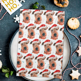 エアデール・テリア犬のクリスマス キッチンタオル