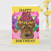 エアデール・テリア犬 カード (黄色い花)