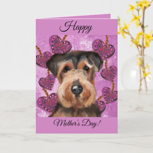 エアデール・テリア カード (黄色い花)