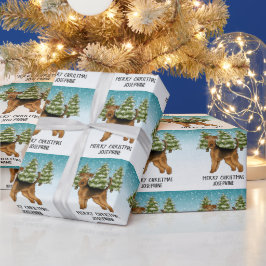 エアデール・テリア スノーウィーウィンターフォレスト クリスマス ラッピングペーパー