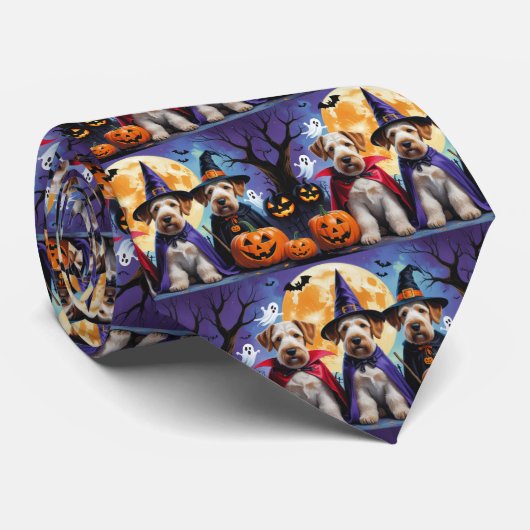 エアデール・テリア 犬 カボチャ ハロウィン 楽しい ネクタイ (ロール)