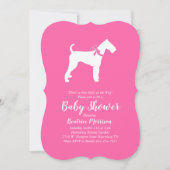 エアデール・テリア 犬 赤ちゃんのお披露目 ピンクの女の子 招待状 (正面)
