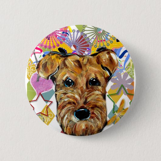 エアデール・テリア 缶バッジ (正面)