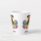 エアデール・テリア 花と名前 カフェラテマグ (正面)