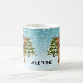 エアデール・テリア 雪の森 名前入り コーヒーマグカップ (中央)
