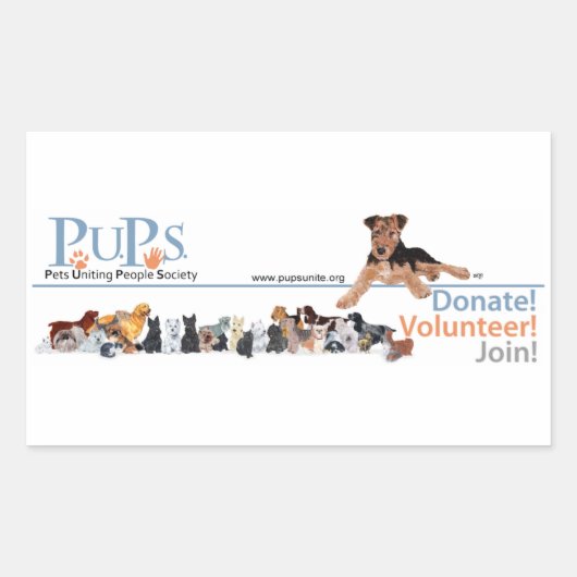エアデール・テリア PUPs ロゴ ステッカー (正面)