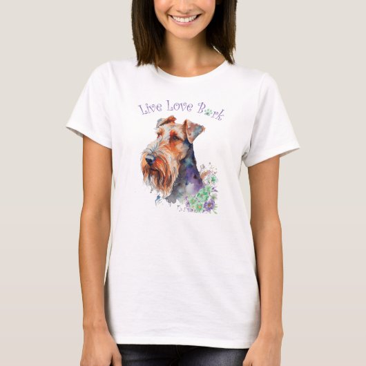 エアデール・ドッグマム・フラワーズ Tシャツ (正面)