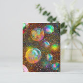 エアドロップ虹色バブ素晴らしルお洒落で シーズンポストカード (スタンド正面)