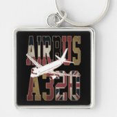 エアバスa320ジェットライナー。ヴィンテージヨーロッパ国旗 キーホルダー (正面)