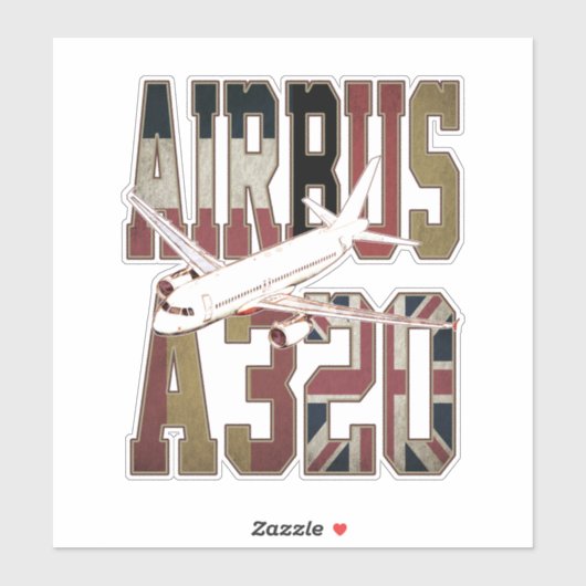 エアバスa320ジェットライナー。ヴィンテージヨーロッパ国旗 シール (シート)