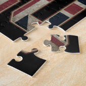 エアバスa320ジェットライナー。ヴィンテージヨーロッパ国旗 ジグソーパズル (側面)