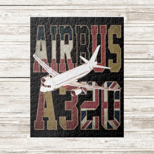 エアバスa320ジェットライナー。ヴィンテージヨーロッパ国旗 ジグソーパズル