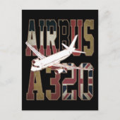 エアバスa320ジェットライナー。ヴィンテージヨーロッパ国旗 ポストカード (正面)