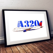 エアバスA320旅客機の水彩画