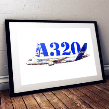 エアバスA320航空機の水彩画プロフィール