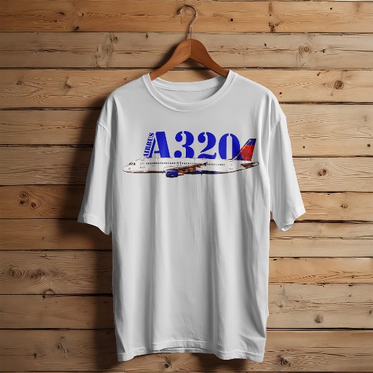エアバスA320航空機用水彩スケッチ Tシャツ