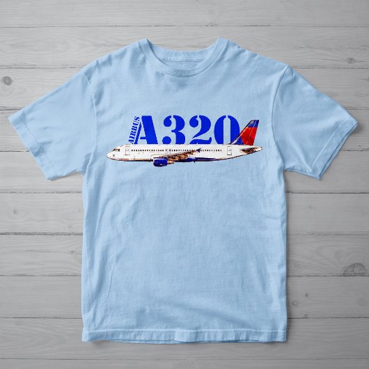 エアバスA320航空機用水彩スケッチ Tシャツ