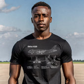 エアバスA320飛行機の青写真図面PD Tシャツ