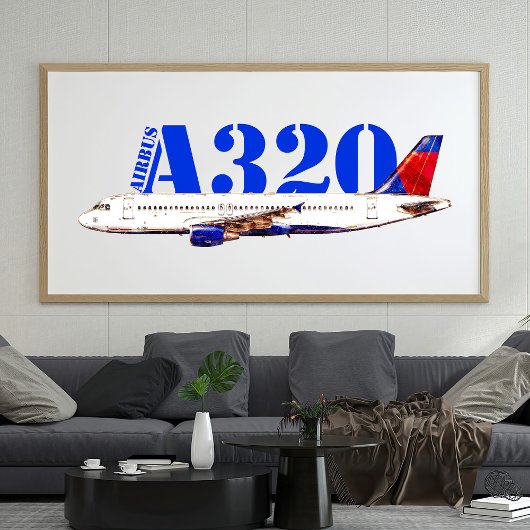 エアバスA320 水彩画 フォトプリント           