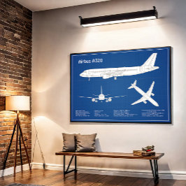 エアバスA320 - 航空機設計図面計画ABD ポスター