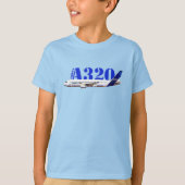 エアバスA320 航空機 水彩画 プロフィール Tシャツ (正面)
