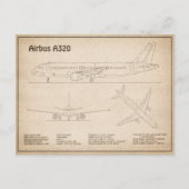 エアバスA320 - 設計図面データセット SD ポストカード (正面)