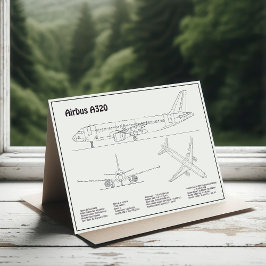 エアバスA320 – 飛行機の設計図スケッチ計画BD サンキューカード
