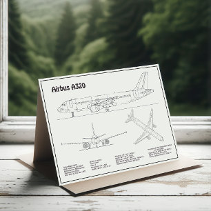 エアバスA320 – 飛行機の設計図スケッチ計画BD サンキューカード