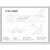 エアバスA320 – 飛行機の設計図スケッチ計画BD シール (正面)