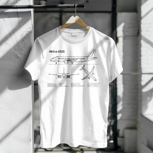 エアバスA320 – 飛行機の設計図スケッチ計画BD Tシャツ