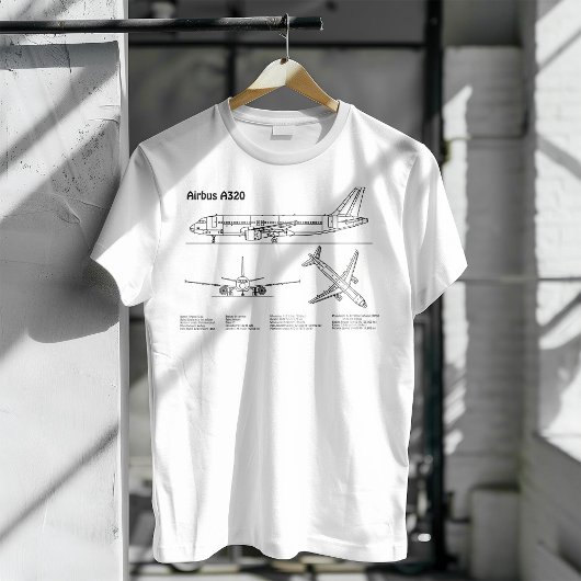 エアバスA320 – 飛行機の設計図スケッチ計画BD Tシャツ