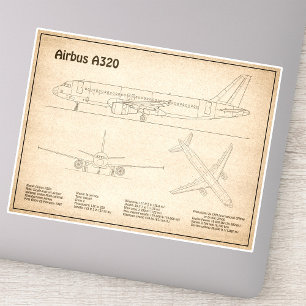 エアバスA320 – 飛行機の設計図スケッチ計画SD シール