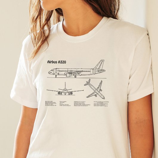 エアバスA320 - 飛行機の青写真 設計図 BD Tシャツ