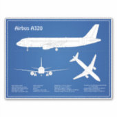 エアバスA320 – 飛行機設計図スケッチ計画ABD シール (正面)