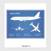 エアバスA320 – 飛行機設計図スケッチ計画ABD シール (シート)