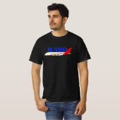 エアバスA380イラストレーション(赤いはっきりしたテールデザイン) Tシャツ (正面フル)