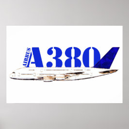 エアバスA380旅客機の水彩画 ポスター