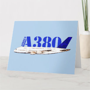 エアバスA380機上水彩スケッチ サンキューカード