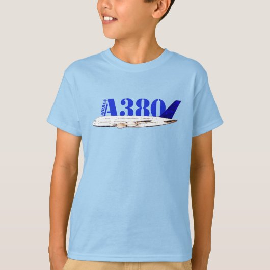エアバスA380機上水彩スケッチ Tシャツ (正面)