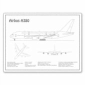 エアバスa380 – 飛行機の設計図スケッチ計画BD シール (正面)