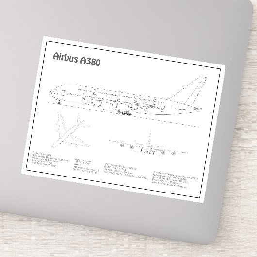 エアバスa380 – 飛行機の設計図スケッチ計画BD シール (詳細)